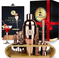 Bar Dedicated - 16-dielna koktailová súprava - koktailový šejker s bambusovým stojanom - vrátane knihy holandských koktailov (750 ml)