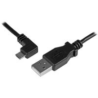StarTech.com Micro USB Lade- und Sync-Kabel St/St - Links gewinkelt Micro-USB - 0,5m, 0,5 m, USB A, Micro-USB B, USB 2.0, Männlich/Männlich, Schwarz