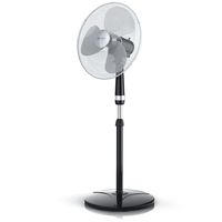 Brandson Standventilator 40cm, Ventilator Standfuß höhenverstellbar, hoher Luftdurchsatz, 3 Leistungsstufen, 80° Oszillation, Schwarz/Silber