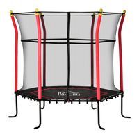 HOMCOM 160 cm Trampolin für Kinder Gartentrampolin mit Sicherheitsnetz Randabdeckung Fitness-Trampolin Mini-Trampoline mit Netz für 3-10 Jahre Kinder Stahl Rot