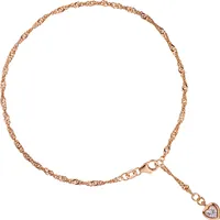 JOBO Fußkettchen Fußkette Herz 925 Silber rotgold vergoldet 2,2 mm 25 cm Karabiner