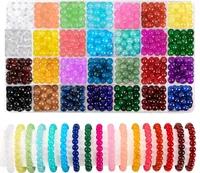 504 Stück 8mm bunte Glasperlen zum Basteln, 28 Farben, runde bunte Bastelperlen, Schmucksteine ​​mit Loch zur Schmuckherstellung, Armbänder, DIY Basteln