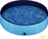 Bazén pre psov Fudajo 120 x 30 cm, protišmykový bazén pre psov, skladací bazén pre psov z PVC, vaňa pre psov so zosilnenými okrajmi, prenosný bazén pre psov