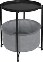 ML-Design Beistelltisch rund mit Stoffkorb & abnehmbarer Tablett, Couchtisch aus Metall