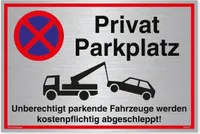 Dreifke® Schild Privatparkplatz | Schild mit UV-Schutz 300x200mm Silber Alu