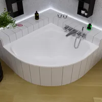 ECOLAM Badewanne  Eckbadewanne SELMA 140 x 140 cm + Styropor Wannenträger Eckwanne Acrylwanne  Füße Ablaufgarnitur Viega GRATIS