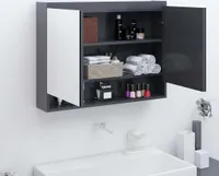 vidaXL Spiegelschrank fürs Bad 80x15x60 cm MDF Grau