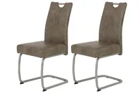 2er Set Esszimmerstuhl Sophia - Vintage schlamm - Komfortsitz Federkorb - Metallgestell Rundrohr Edelstahl (echt) - 140 kg belastbar