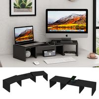 Vicco Monitorständer Halva Schwarz 82 x 16 cm mit QI-Ladestation und USB