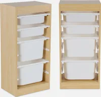 sweeek - Kindermöbel Aufbewahrung mit 4 Aufbewahrungsboxen (2er-Set) - Natur