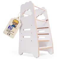 MISIOO Lernturm ab 1 Jahr klappbar für Kinder – Einstellbare Stufenhöhe – 3 Höhenstufen – Abgerundete Kanten – Laminierte Oberflächen – Bis zu 50kg