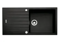 NABER Spüle ANGOLA 100L in NERO mit Drehexcentergarnitur verchromt / Auflagespüle / Einzelbecken / 60 cm Schrankbreite