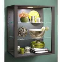 VCM Vitrine hängend | Vitrine ohne Glasfronten | Maße ca. H. 60 x B. 52 x T. 35 cm | Hängevitrine | Modern und platzsparend | Vitrinenschrank - Glasol S
