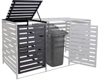 XL 1ks/2ks nadstavec na odpadkový kôš HWC-H62, box na odpadky, 114x67x97cm masívne drevo ~ antracit