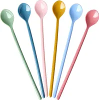 Ryžová melamínová lyžička na latte SET 6 - jemné farby