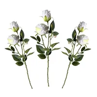 Künstliche Rosen 3er-Set Weiß 55 cm – Premium Seidenblumen, 2 Rosen + 1 Knospe je Zweig, realistische Kunstblumen Deko für Hochzeit, Tischdeko Blumen