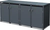 ML-Design 4-košový box na 4 koše, 240 l, 264x80x116,3 cm, antracit, oceľ, odolný voči poveternostným vplyvom/uzamykateľný
