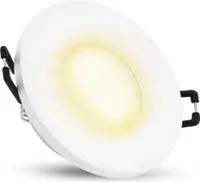 Bad Einbauleuchte BEDA weiß rund IP65 mit dimmbarer LED GU10 Lampe 7W warmweiß, Stückzahl:1er Set