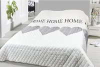 Bettüberwurf Tagesdecke 220x240 cm Home Weiß Grau Herzen Raute Gesteppt XXL Wohndecke