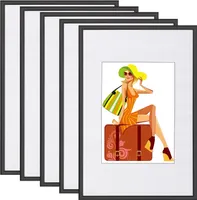 WOLTU 5er Set Bilderrahmen Bildergalerie Fotogalerie, Foto Collage Galerie, Kunststoff und Echtglas, New Life Style, Schwarz, 30x40 cm