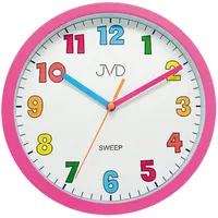 JVD HA46.2 Wanduhr für Kinder Mädchen Kinderwanduhr rosa pink leise ohne Ticken