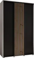 MEBLE KRYSPOL Lanko 1 Schrank mit 3 Schiebetüren  - 235,2x150x45 cm - Weiß Schwarz Artisan