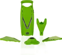 Börner V5 Gemüsehobel Starter Set  Julienneschneider Gurkenhobel Pommesschneider Scheibenschneider Gemüsereibe vegan, Farbe:Grün