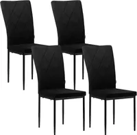 WOLTU Esszimmerstühle 4er Set, Samtstuhl mit Rückenlehne&Metallbeinen, Schwarz