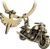 FABACH Motorrad Schlüsselanhänger mit Schutzengel - Geschenk Engel Schlüsselanhänger für Motorradfahrer - Geschenke Motorrad Schlüsselanhänger Glücksbringer Fahr vorsichtig