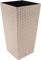 Blumentopf + Einsatz Blumenkübel Rattan RATO SQUARE DRTS265 Mocca