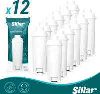 Filtr wody Sillar 12 pack do ekspresów do kawy Delonghi DLSC002, SER3017 & 5513292811 - Kompatybilny z seriami ECAM, ESAM, ETAM |