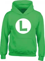 Uni Sweater mit Kapuze Super Mario Luigi Badge grün - 7-8 Jahre