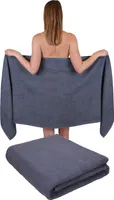 Betz 2 Stück XXL Saunatücher 70 x 200 cm BERLIN  Badetücher 100% Baumwolle Farbe – dunkelgrau