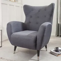 riess-ambiente Retro Design Sessel DON anthrazit mit Federkern silberne Fußkappen Lesesessel Relaxsessel
