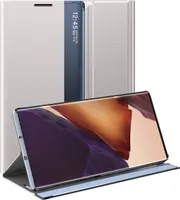 Galaxy Note 20 Ultra Pouzdro, Slim Flip Kožené Pouzdro s Okénkem a Stojánkem pro Samsung Galaxy Note 20 Ultra Stříbro