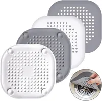 4 Stück Abflusssieb Silikon, Spülbeckensieb Dusche Haarfänger Badewanne Abflussabdeckung, Duschsieb mit 4 Saugnäpfen(Grau+Weiß)