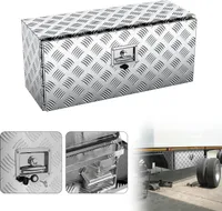 UISEBRT Truckbox Werkzeugkiste Transportkiste, Abschließbare Alu Anhängerbox mit Schloss, Lagerbox für Werkzeug, Geräte und Zubehör - 91x36x40,5 cm