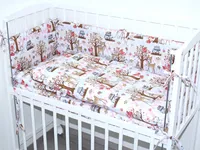 Baby Bettwäsche für Beistellbett 40x90cm Set mit Nestchen Spannbettlaken 6 teilig - D01- Waldfreunde