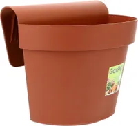 Geländertopf Balkon mit Wasserspeicher Blumentopf Zaun Blumenkasten Geländer Geländerkasten Balkontopf Balkonkasten Terracotta