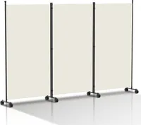 Jopassy Paravent mit Rollen 3 teilig Beige 263x181 cm Faltbarer Raumteiler Outdoor Trennwand Garten Sichtschutz Raumtrenner