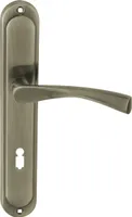 DOMINO Türgriff 72 Drückergarnitur BB-Buntbart Set | Langschildgarnitur | Türklinke für Zimmertür, Bürotür, Kellertür & Innentür | L-Form | Türbeschläge aus Aluminiuml |Bronze Türdrückergarnitur |ROMANA M3