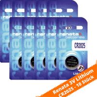 10 x Einzelblister CR2025 RENATA 2025 Lithium 3 Volt Knopfzelle Batterie 3v