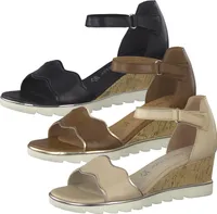 MARCO TOZZI Damen Sandalen Leder Sandaletten Keilabsatz 2-28725-26, Größe:40 EU, Farbe:Braun