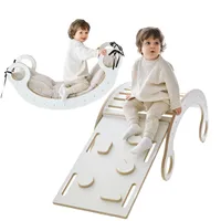 Montessori Rocker Pikler Kletterbogen mit rutsche Kinder Baby Regenbogenwippe Babywippe weichem beigem Kissen Rutsche Kletterwand Gleichgewichtst XL