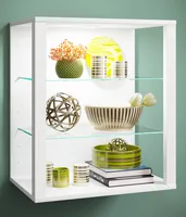 VCM Vitrine hängend | Vitrine ohne Glasfronten | Maße ca. H. 60 x B. 52 x T. 35 cm | Hängevitrine | Modern und platzsparend | Vitrinenschrank - Glasol S