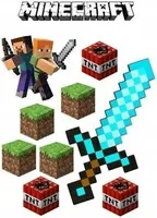 Minecraft Pixel TNT Tortenaufleger Torte Tortenbild Fototorte Zuckerbild Premium 0,6mm