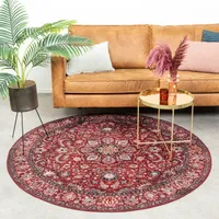 Teppich Vintage Rund - Imagine Medaillon Rot - Ø 100cm - Orientalisch - Wohnzimmer, Esszimmer, Schlafzimmer -  FRAAI | Home & Living
