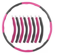Hula Hoop pre dospelých | Polstrovaný penový Ab Trainer [Pink/Grey] - chudnutie s fitness krúžkom | Nastaviteľný priemer Gym Hoop | 8 odnímateľných kusov