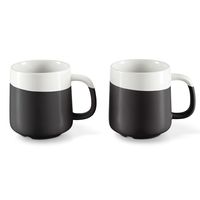 Tchibo Kaffeebecher, 2er Set schwarz/weiß, aus glasierter Keramik für ca. 350 ml, hitzebeständig bis 180°