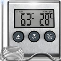 Grillthermometer digital Fleischthermometer mit Edelstahlsonde Bratenthermometer Kerntemperatur Alarm BBQ Steak Grill Meat Fleisch Countdown Retoo